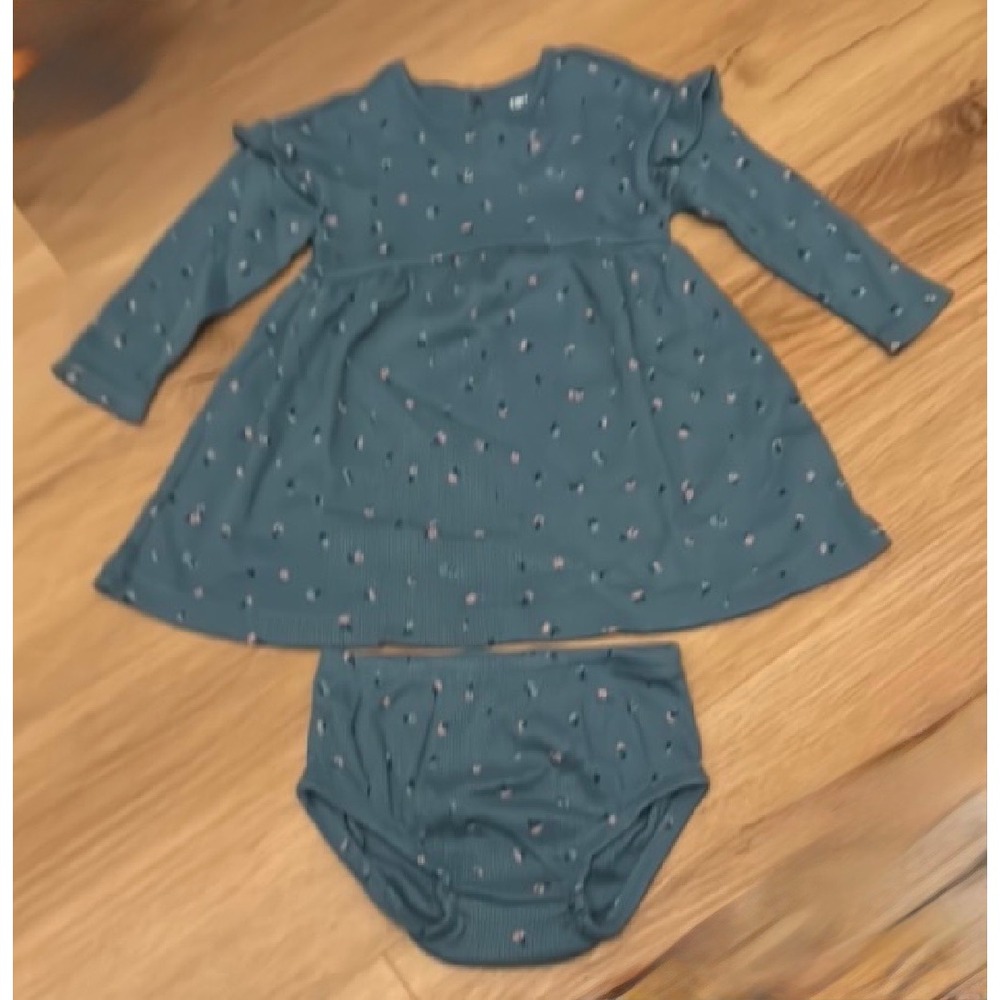 Carters Baby Girls Floral Waffle Knit Dress and Diaper Cover Set 18M